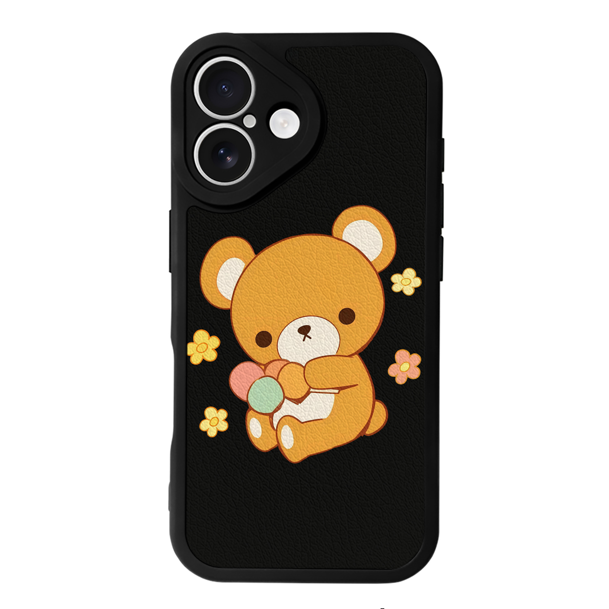 （画像用） リラックマ リラックマ キイロイトリ Rilakkuma Korilakkuma Kiiroitori 【iPhone 16シリーズ対応】シリコンスマホケース（レザー調） 材質：シリコン